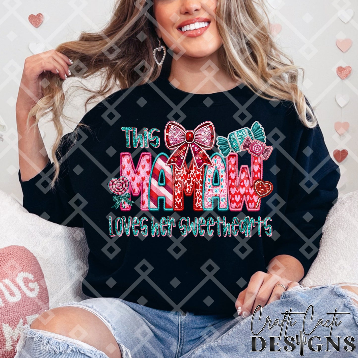 This MAMAW Loves Her Sweethearts - 2 Options Available - Faux Embroidery Digital Download