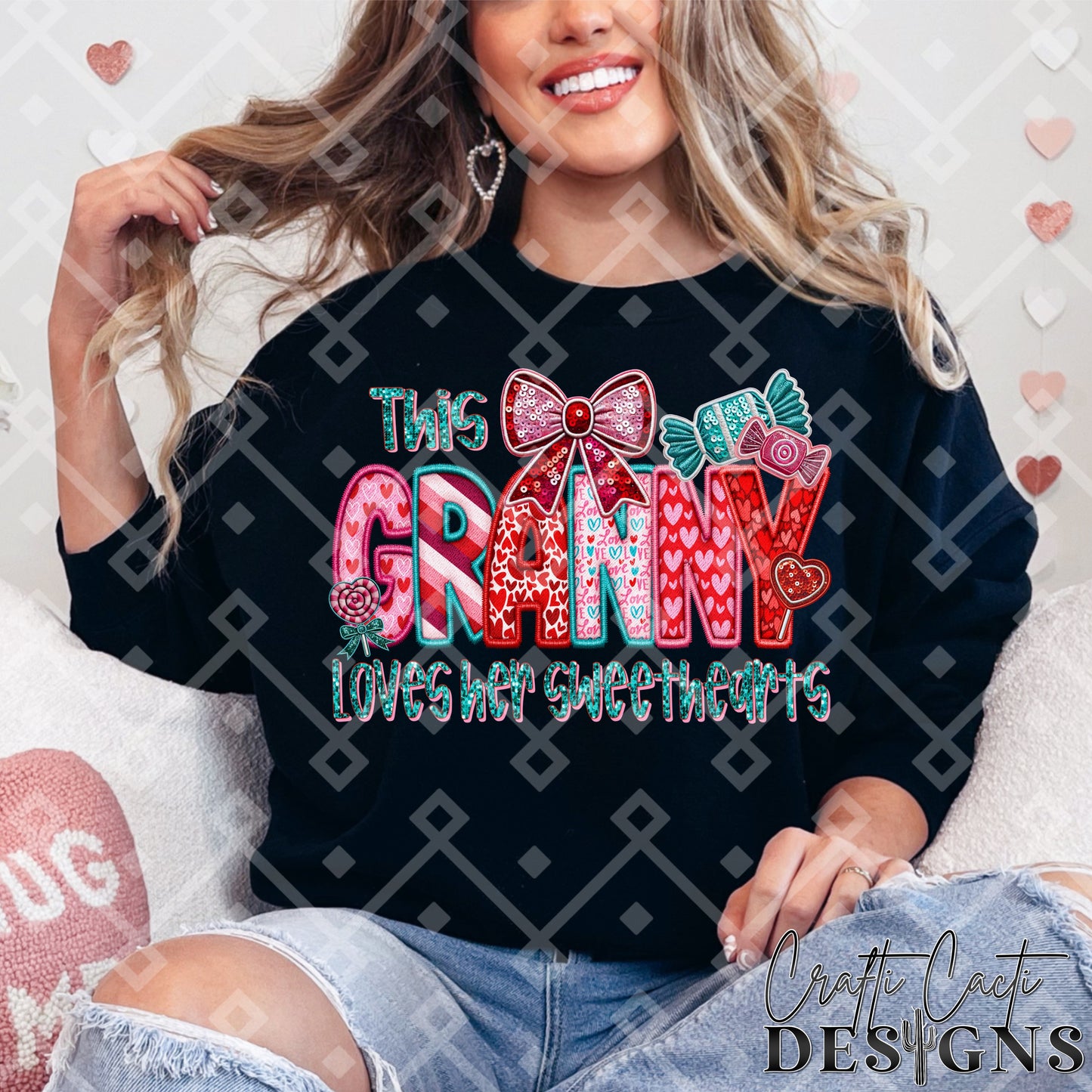 This GRANNY Loves Her Sweethearts - 2 Options Available - Faux Embroidery Digital Download