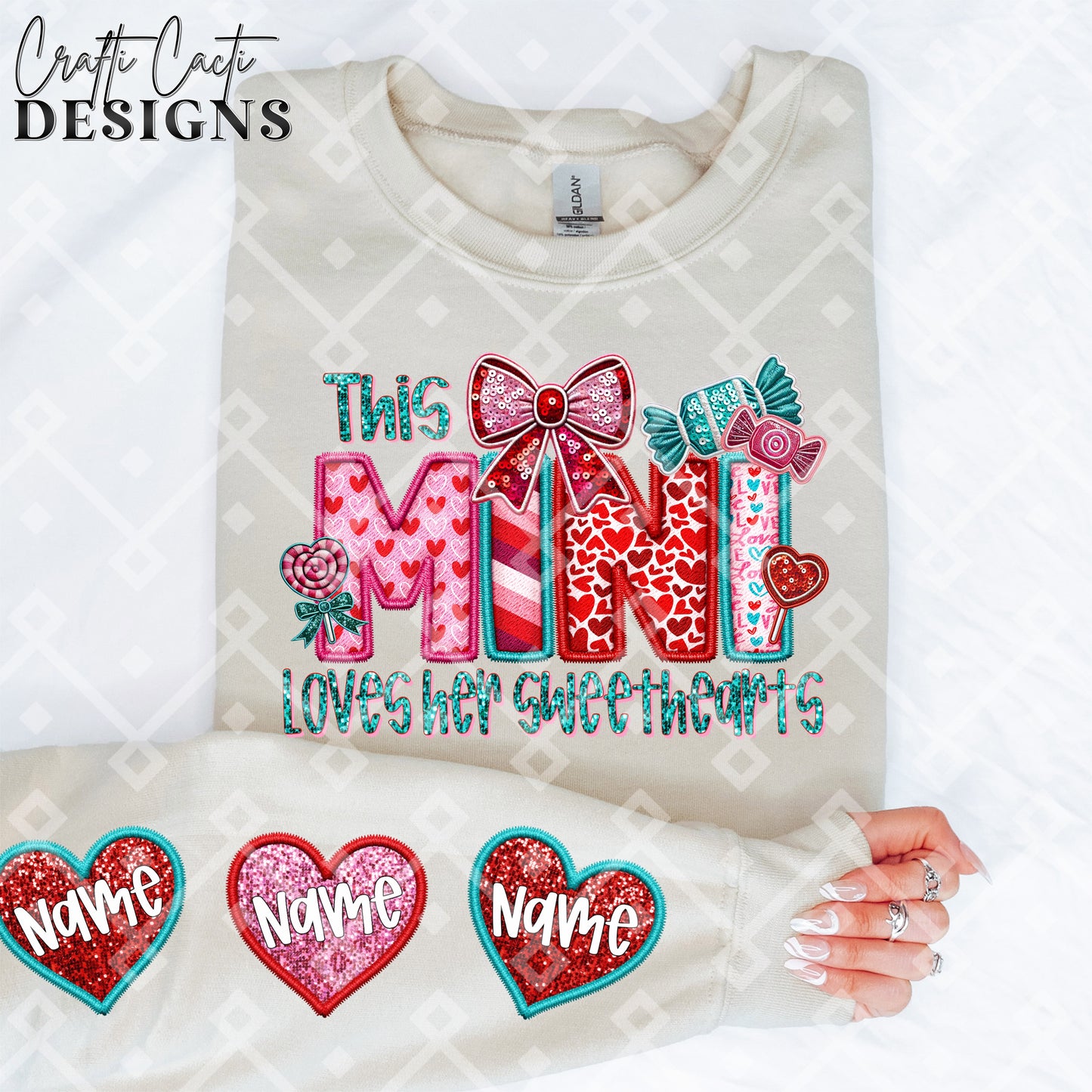 This MINI Loves Her Sweethearts - 2 Options Available - Faux Embroidery Digital Download