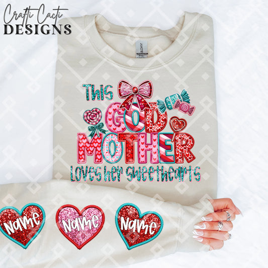 This GODMOTHER Loves Her Sweethearts - 2 Options Available - Faux Embroidery Digital Download