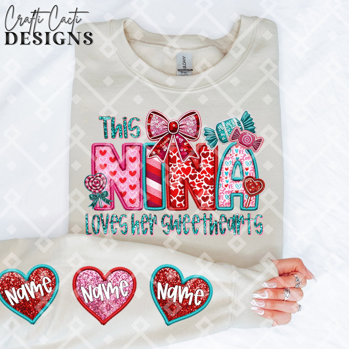 This NINA Loves Her Sweethearts - 2 Options Available - Faux Embroidery Digital Download