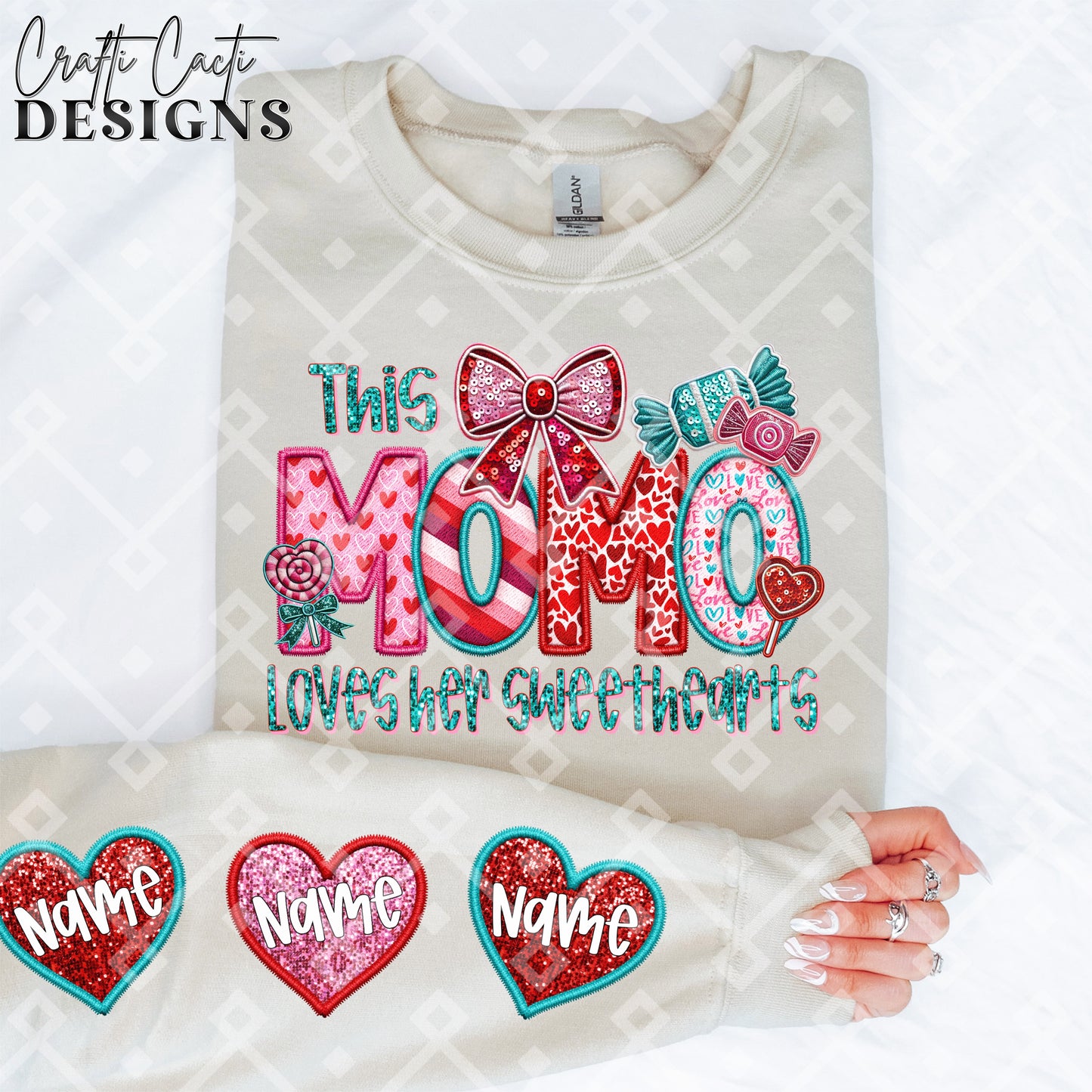 This MOMO Loves Her Sweethearts - 2 Options Available - Faux Embroidery Digital Download