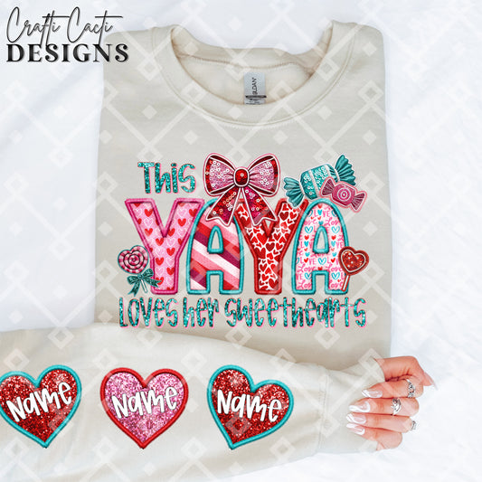 This YAYA Loves Her Sweethearts - 2 Options Available - Faux Embroidery Digital Download