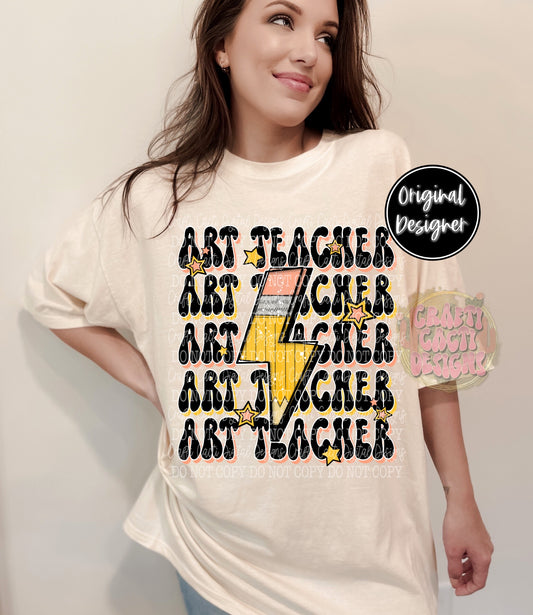 Art Teacher Retro Pencil Bolt Digital Download