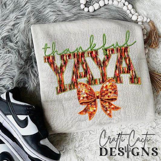 Thankful Yaya - Faux Embroidery Digital Download