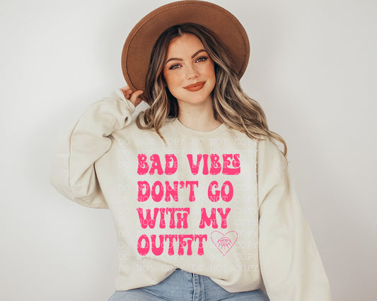 Bad Vibes Don't Go With My Outfit Pink Digital Download