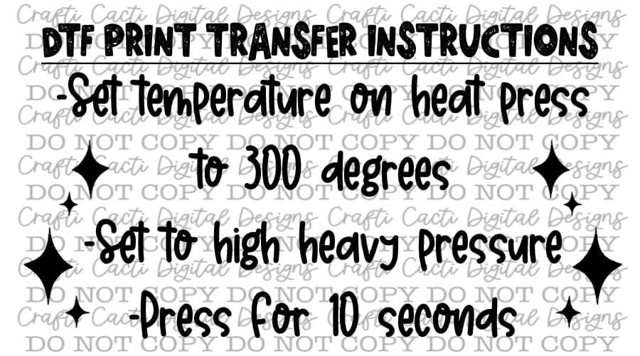 DTF Transfer Instructions Thermal Label Digital Download