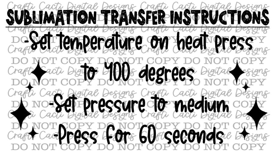 Sublimation Transfer Instructions Thermal Label Digital Download