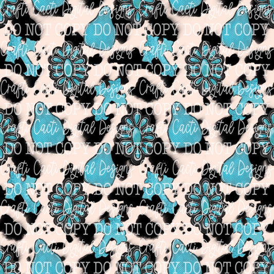 Black Cowhide Concho Seamless Digital Download