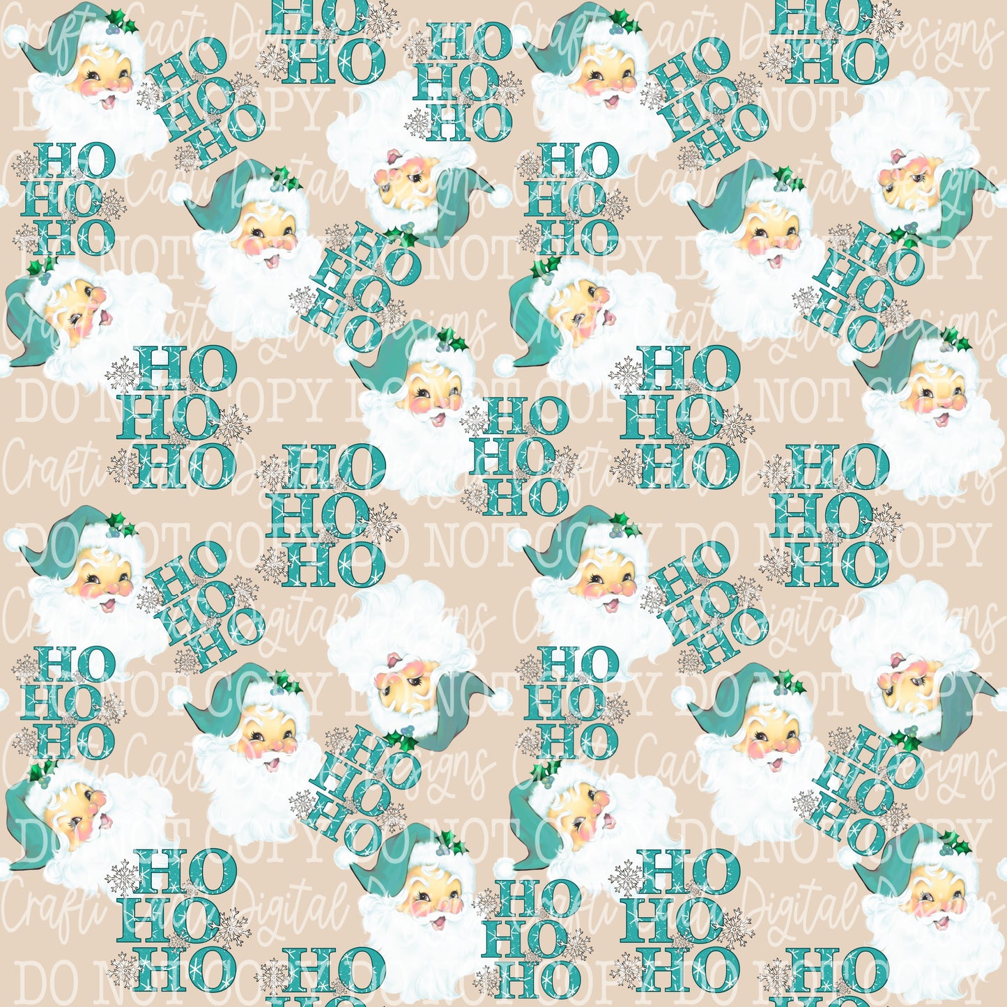 Blue Santa - Beige BG Seamless Digital Download