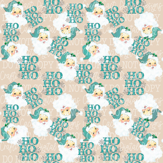 Blue Santa - Beige BG Seamless Digital Download