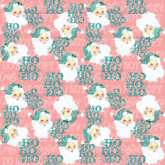 Blue Santa - Pink BG Seamless Digital Download