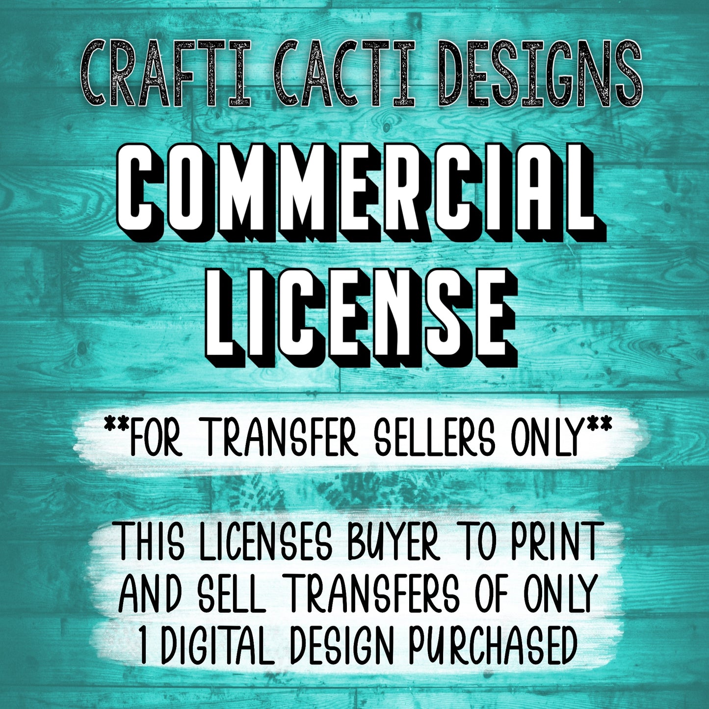 Commercial Use License For Single (1) Design - TRANSFERS ONLY