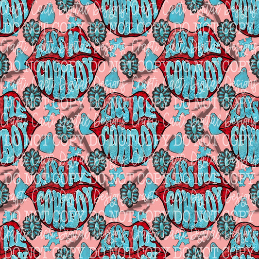 Kiss Me Cowboy Seamless Digital Download