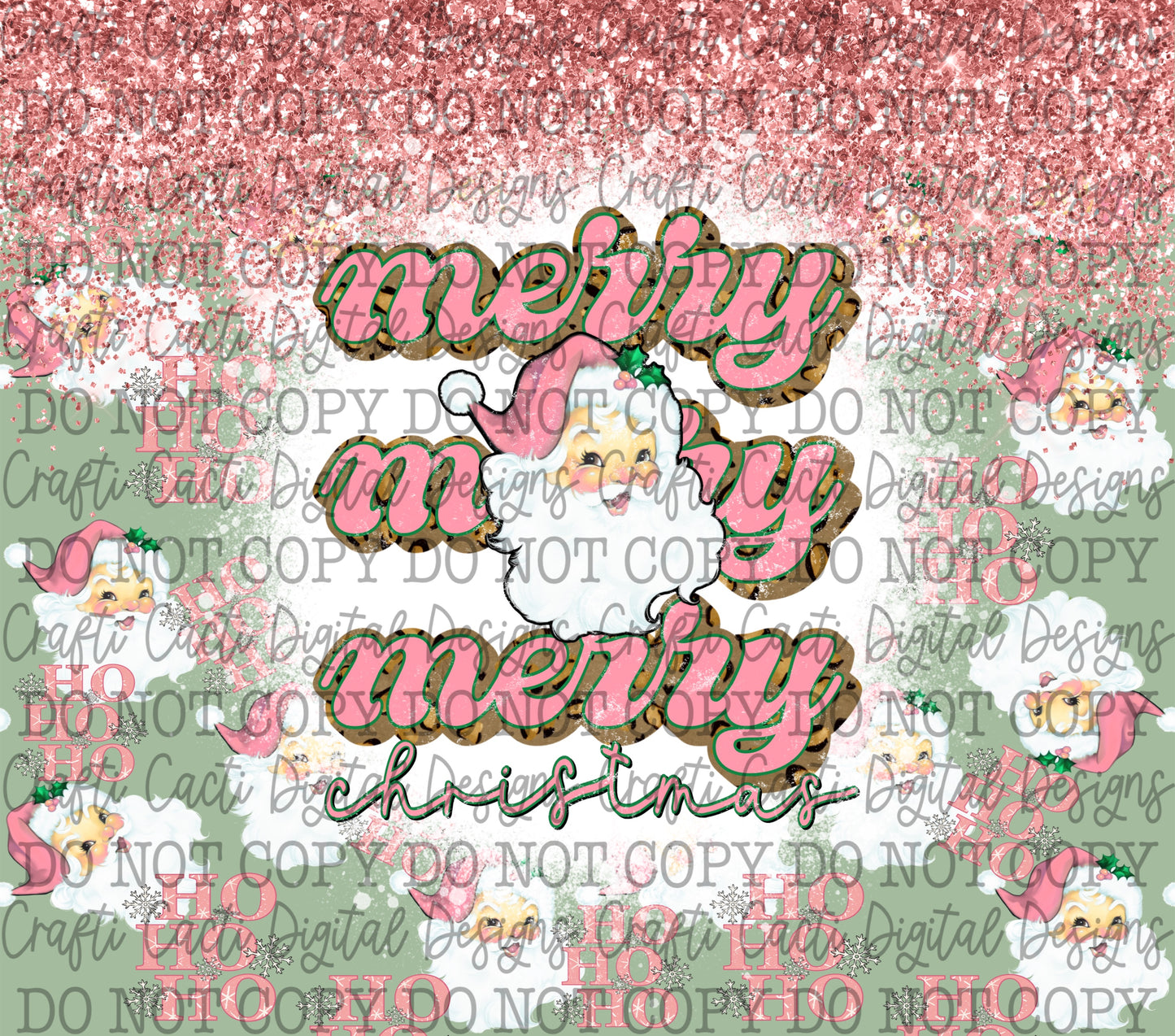 Merry Christmas Pink Santa Tumbler Wrap Digital Download