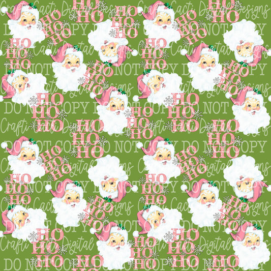 Pink Santa - Dark Green Seamless Digital Download