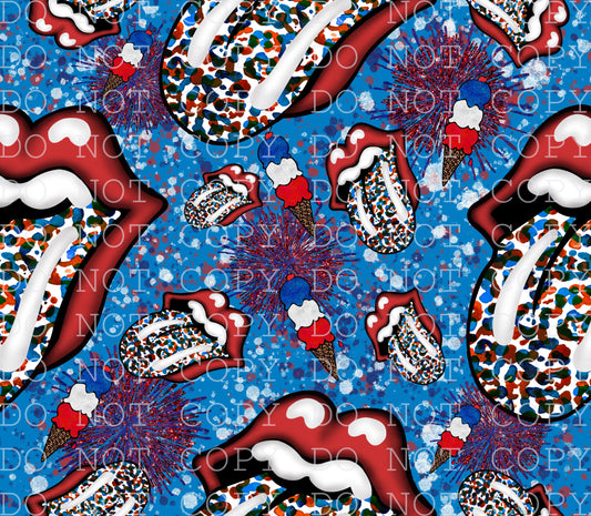 July 4th Rolling Stone Tongue Seamless Digital Download