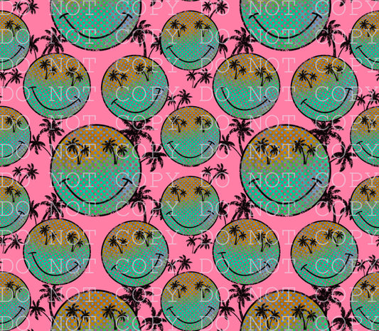 Palm Trees Smiley Seamless Digital Download