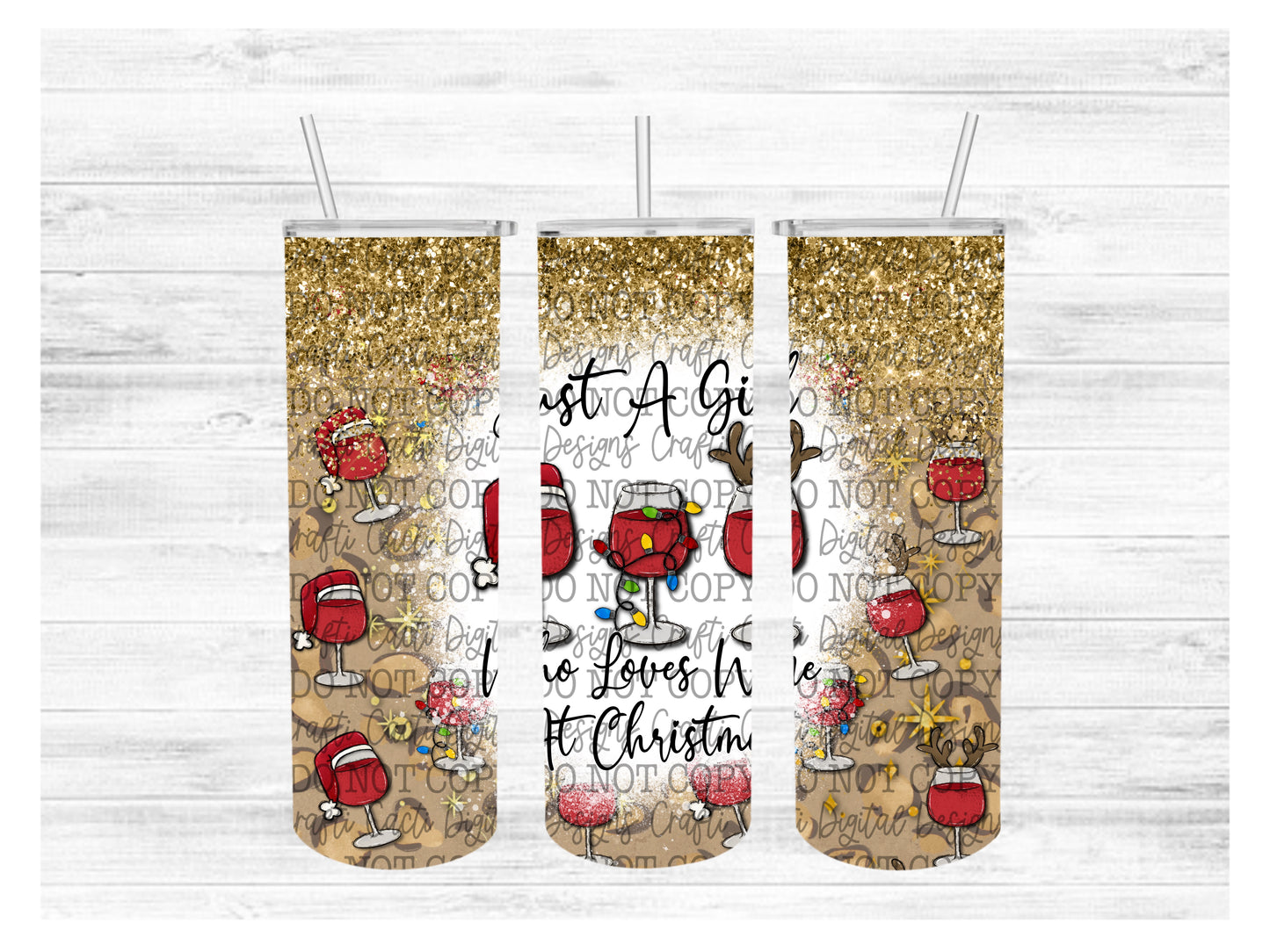 Christmas Wine Tumbler Wrap Digital Download