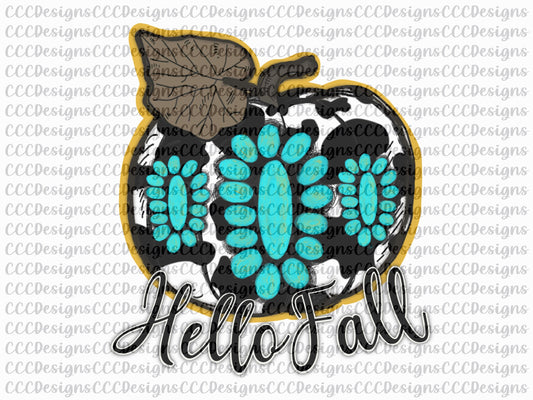 Hello Fall, Cow Print, Cow pattern, Cow pumpkin, Thanksgiving, PNG, Sublimation Design