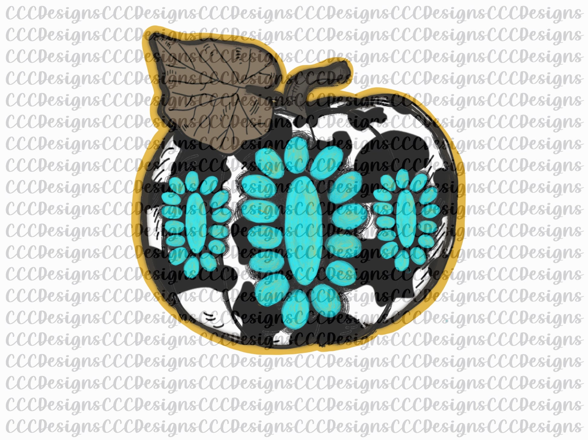 Cow Print Pumpkin, Turquoise Concho, Fall, Thanksgiving, Sublimation, PNG, Design, Digital Download