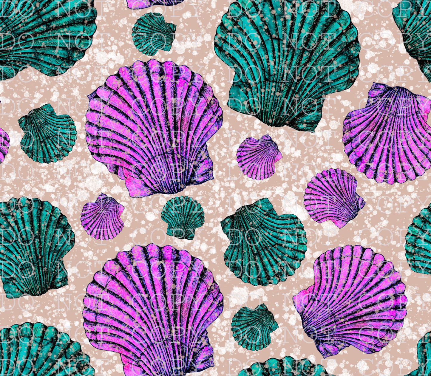 Retro Seashells Seamless Digital Download