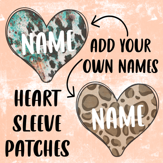 Cowhide & Leopard Heart Patches - ADD YOUR OWN NAME - Digital Download